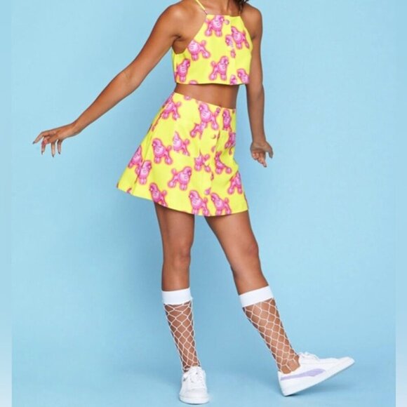 Hayley Elsaesser pink poodle pattern top Sz M - Picture 1 of 8